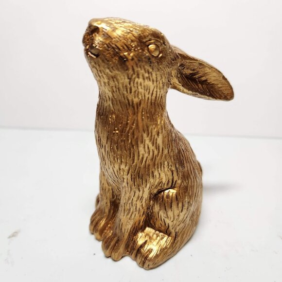 Gold Tone Easter Bunny Rabbit Figurine Target Retro Antique Style Bullseye Decor - Picture 5 of 12